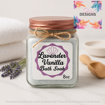 Lavender Vanilla Bath Soak / 8oz  By Dibz Body Bliss