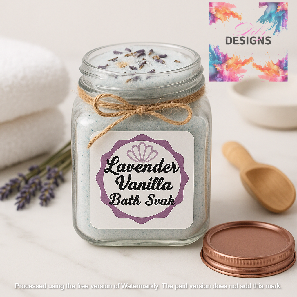 Lavender Vanilla Bath Soak / 8oz  By Dibz Body Bliss