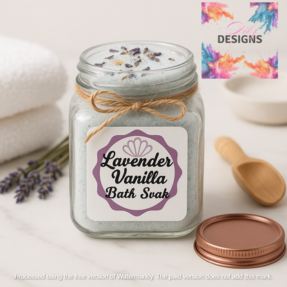 Lavender Vanilla Bath Soak / 8oz  By Dibz Body Bliss