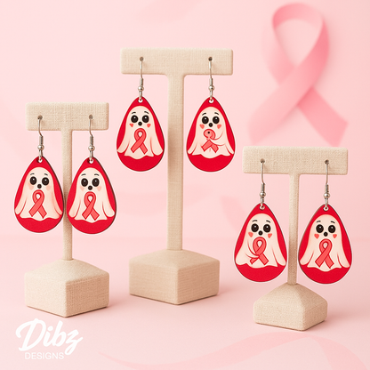 Boo for the Cure – Breast Cancer Awareness Ghost Earrings