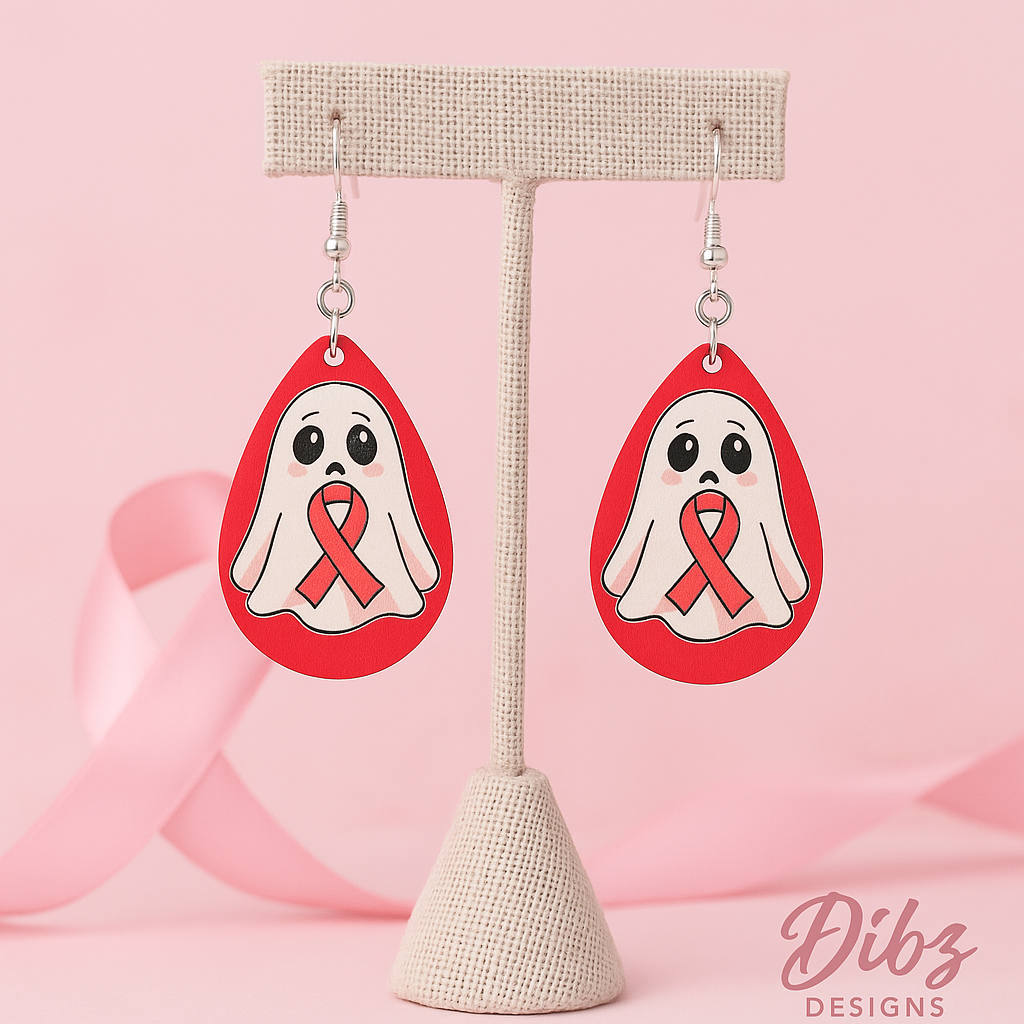 Boo for the Cure – Breast Cancer Awareness Ghost Earrings