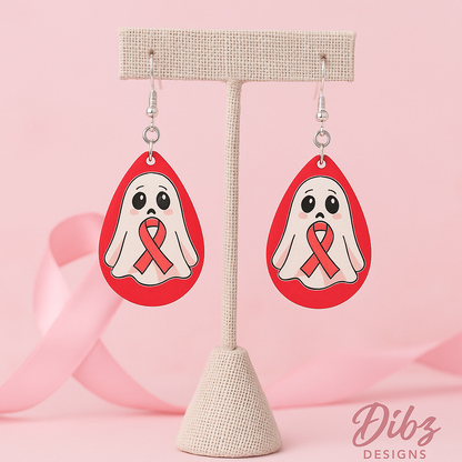 Boo for the Cure – Breast Cancer Awareness Ghost Earrings