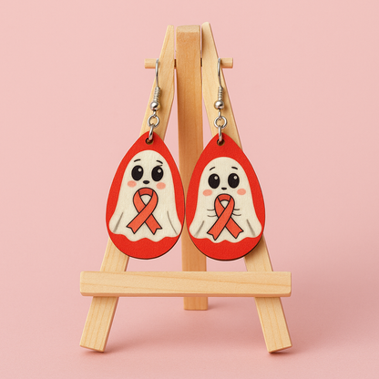 Boo for the Cure – Breast Cancer Awareness Ghost Earrings